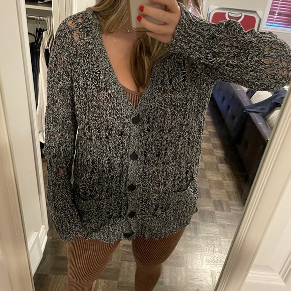 Elizabeth and James Gray Loose Knit Cardigan Sweater - Picture 11 of 11